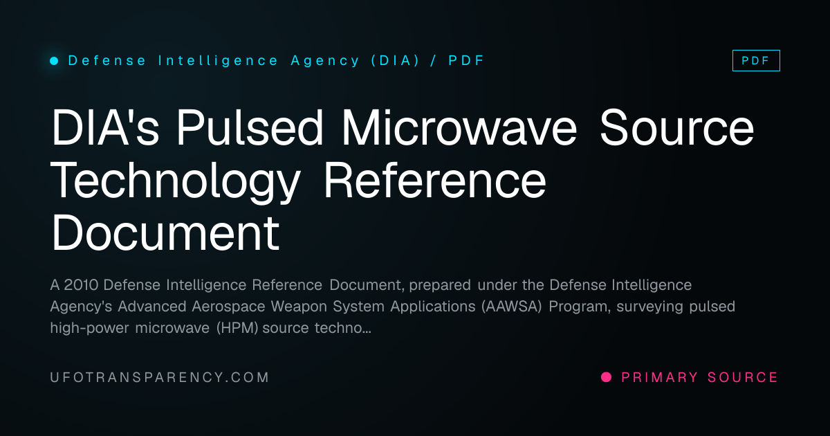 DIA's Pulsed Microwave Source Technology Reference Document · UFO ...