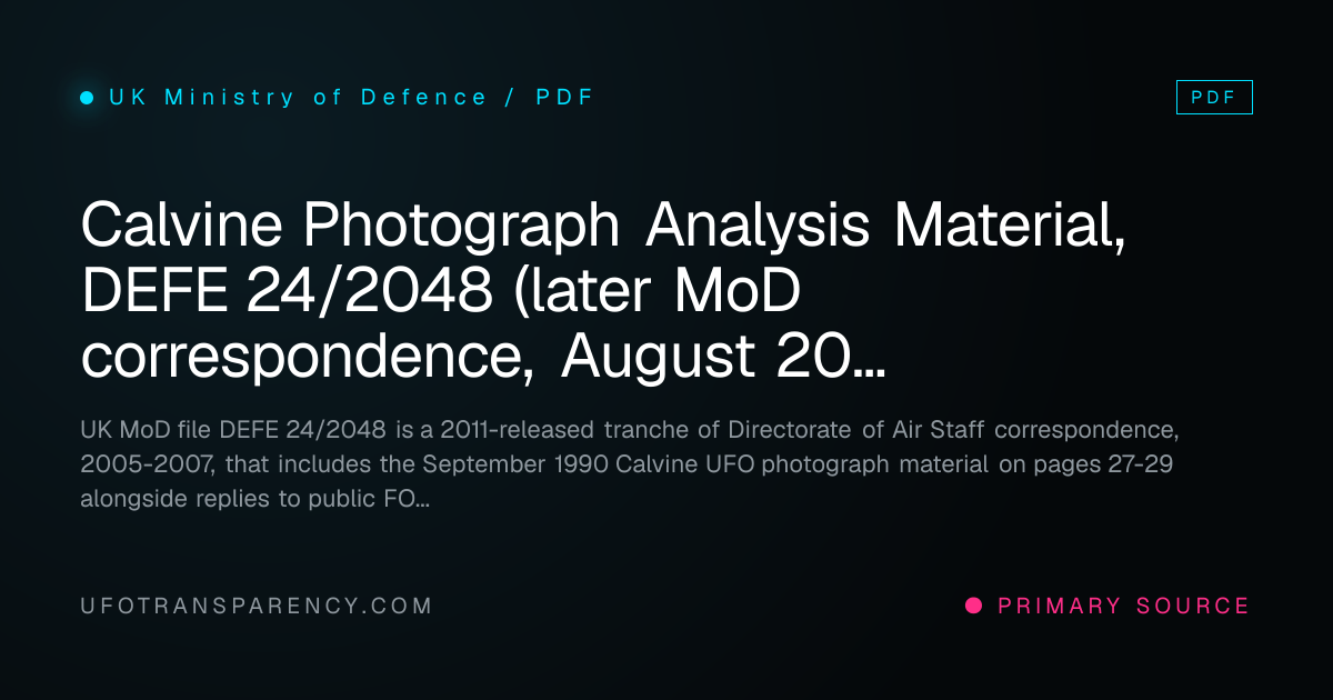 Calvine Photograph Analysis Material, DEFE 24/2048 (later MoD ...