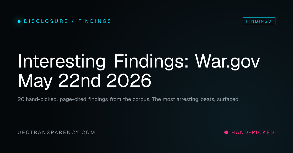Findings, War.gov May 22nd 2026 · UFO Transparency