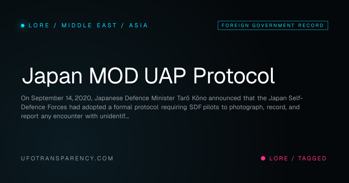 Japan MOD UAP Protocol · UFO Transparency